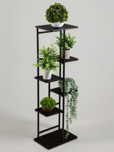 Подставка для цветов Greengo, 6 полок, 36×23×106 см, напольная, каркас металл, полки МДФ, чёрная