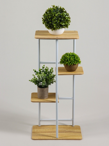 Подставка для цветов Greengo, 4 полки, 36×23×74 см, напольная, каркас металл, полки МДФ, белая