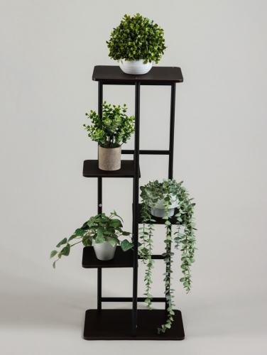 Подставка для цветов Greengo, 5 полок, 36×23×94 см, напольная, каркас металл, полки МДФ, чёрная