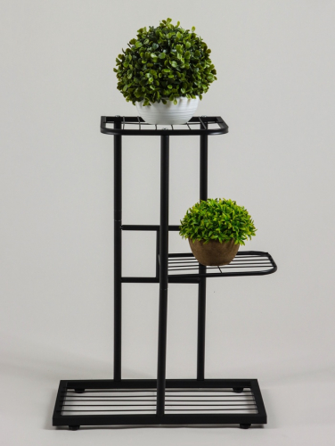 Подставка для цветов Greengo, 3 полки, 43×22×57 см, напольная, металл, чёрная