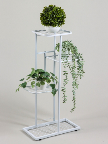 Подставка для цветов Greengo, 4 полки, 43×22×82 см, напольная, металл, белая