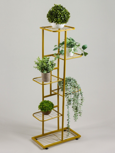 Подставка для цветов Greengo, 6 полок, 44×22×105 см, напольная, металл, цвет золотой