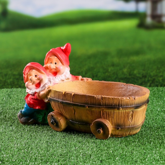 Садовая фигура из гипса «Два гнома с телегой», 19.5×32×17.5 см