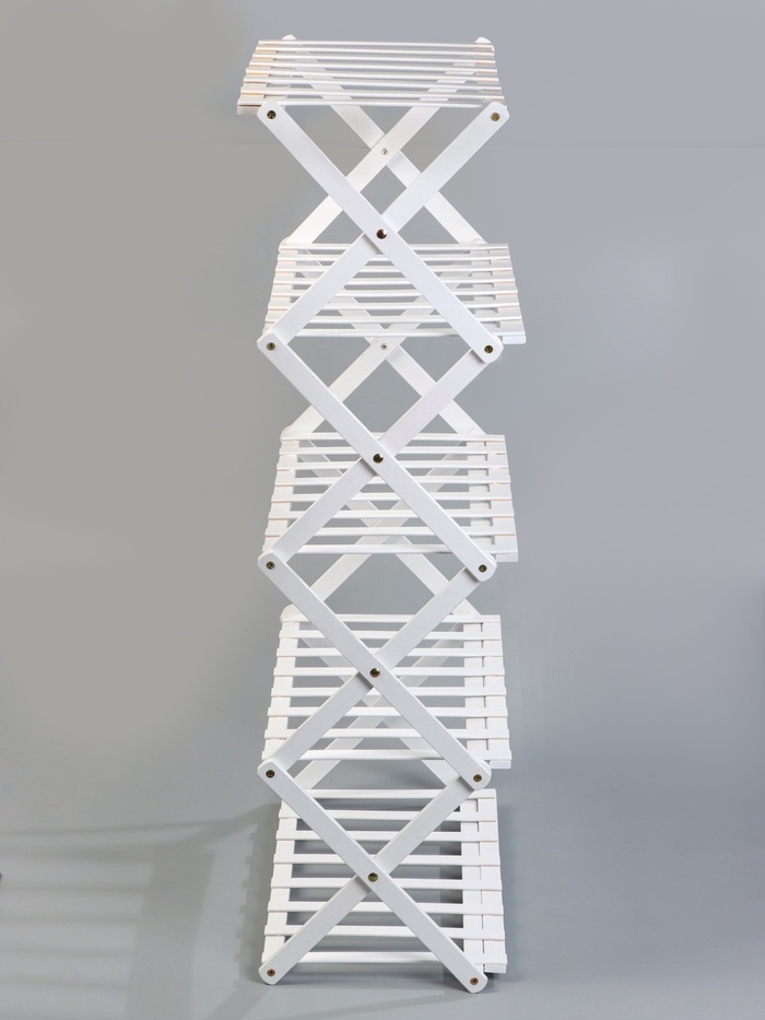 Подставка для цветов Greengo, 5 полок, 50×25×89 см, напольная, бамбук, белая