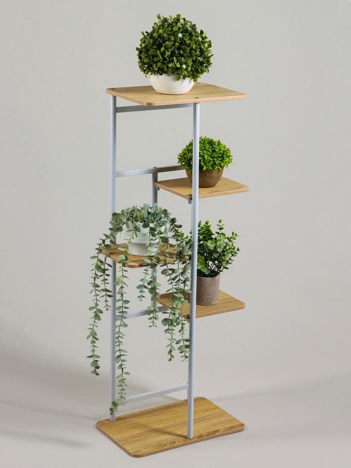 Подставка для цветов Greengo, 5 полок, 36×23×94 см, напольная, каркас металл, полки МДФ, белая