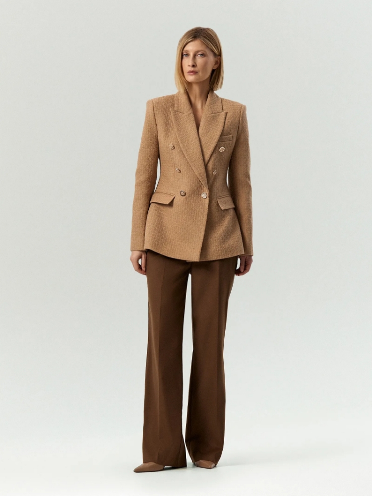 Двубортный жакет из твида ,
78% хлопок, 21% вискоза, 1% эластан ,