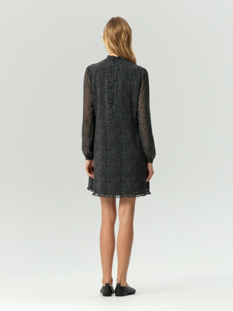 Платье мини из шифона в горох ,
100% полиэстер ,