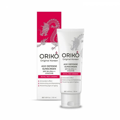 Солнцезащитный крем для лица SPF 50+/PA+++ с экстрактом красного женьшеня ORIKO Royal Red Ginseng Age Defense Sunscreen SPF 50+/PA+++  50 мл
