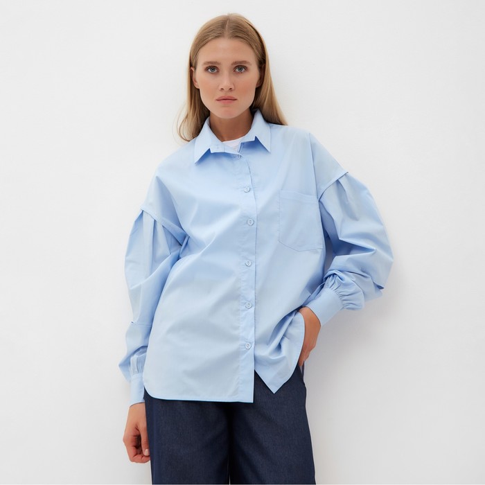 Блузка женская MINAKU: Casual collection цвет голубой, р-р 52