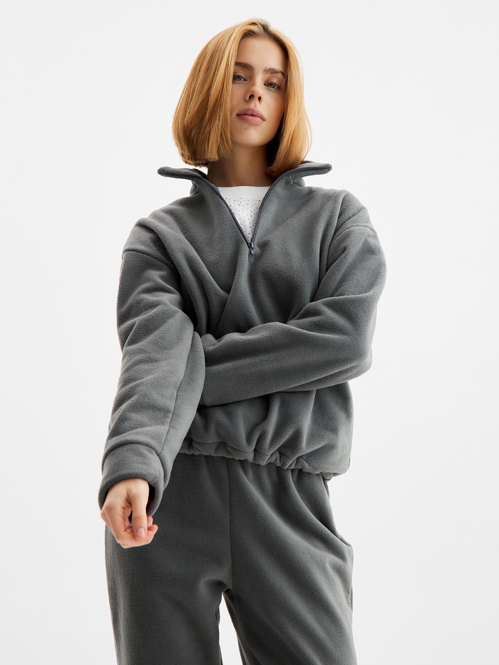 Костюм женский (анорак и брюки) MINAKU: Fleece Soft, цвет графит, р-р 48
