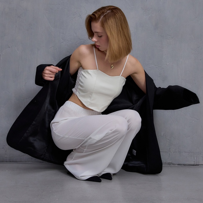 Брюки женские MINAKU: Casual Collection, цвет белый, размер 48