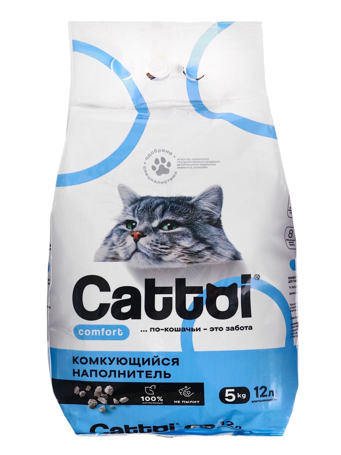 Наполнитель минеральный комкующийся Cattoi Comfort 5 кг,пластиковый пакет