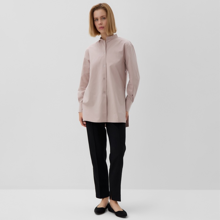 Рубашка женская удлиненная MINAKU: Casual Collection цвет серо-розовый, р-р 48