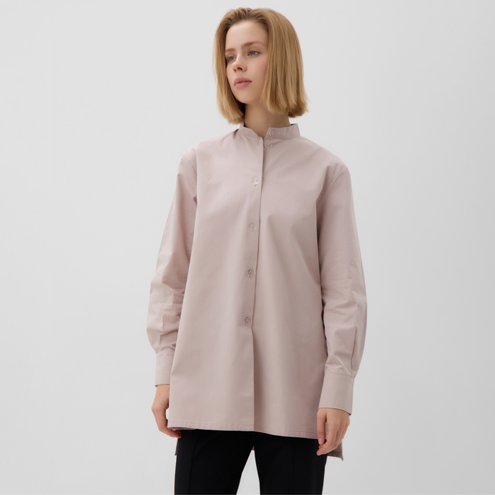 Рубашка женская удлиненная MINAKU: Casual Collection цвет серо-розовый, р-р 44