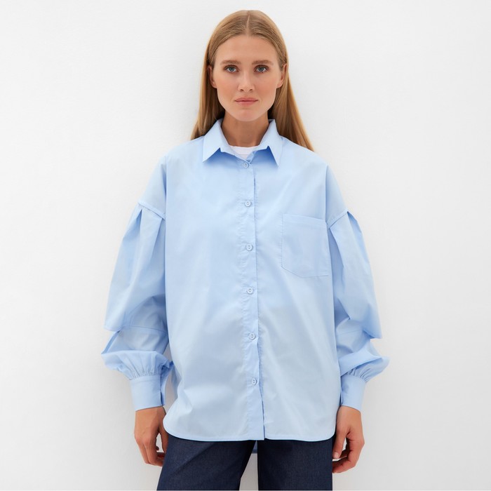 Блузка женская MINAKU: Casual collection цвет голубой, р-р 54