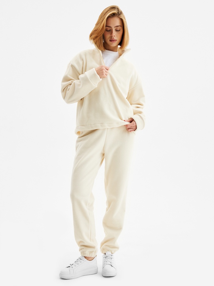 Костюм женский (анорак и брюки) MINAKU: Fleece Soft, цвет бежевый, р-р 48