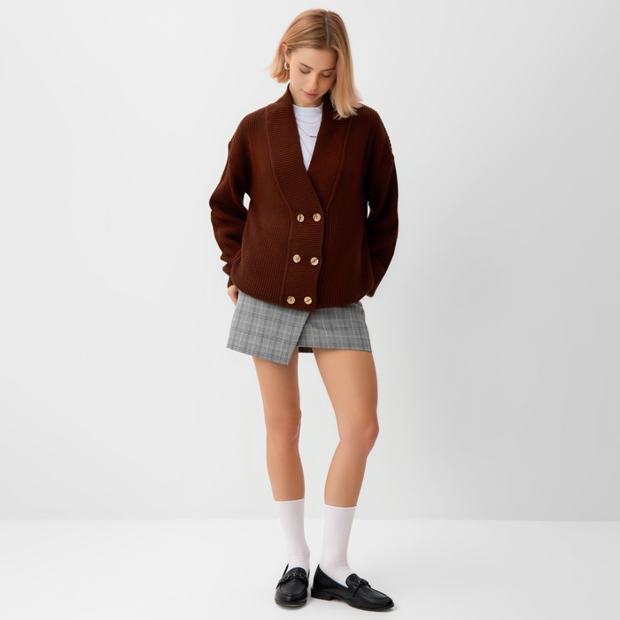 Кардиган на пуговицах женский MINAKU: Casual Collection, шоколад, размер 50
