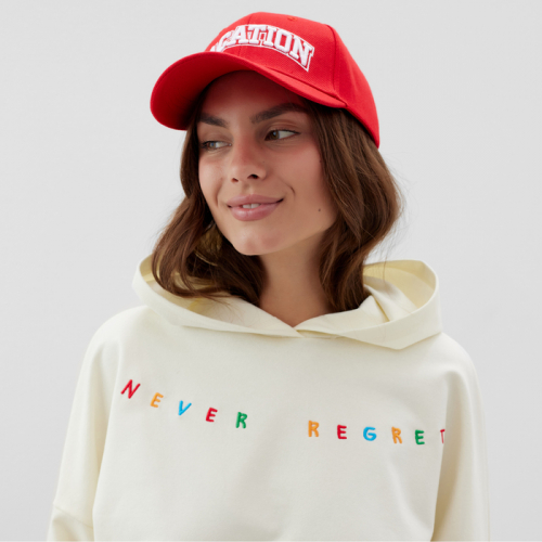 Костюм женский (толстовка и брюки) MIST No regrets с вышивкой, р. 48-50, молочный