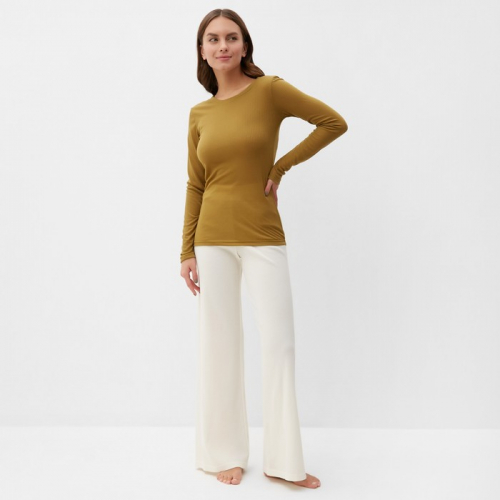 Лонгслив женский KAFTAN: Basic line, тёмно-оливковый, размер 48-50