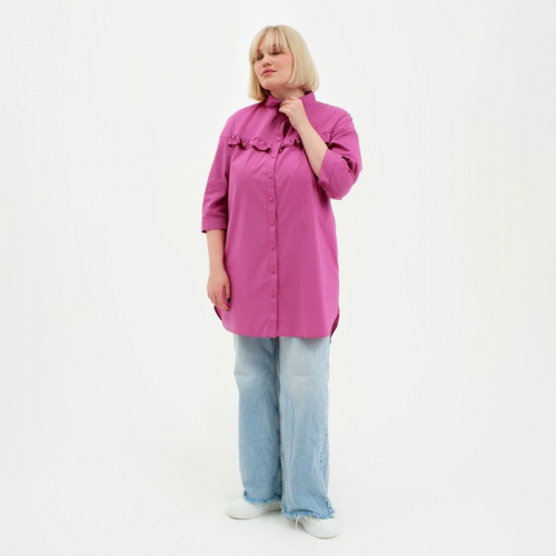 Туника женская с воланом MIST plus-size, размер 54, цвет розовый