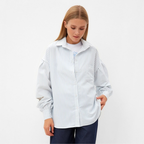 Блузка женская в полоску MINAKU: Casual collection цвет белый, р-р 52