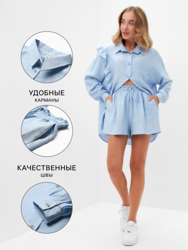 Костюм женский (блузка, шорты) MINAKU: Casual Collection цвет голубой , р-р 46