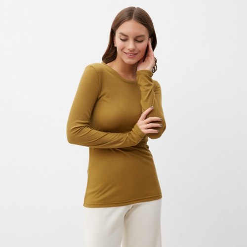 Лонгслив женский KAFTAN: Basic line, тёмно-оливковый, размер 44-46