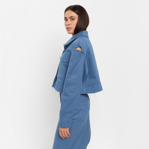 Рубашка женская укороченная с разрезами MIST: Denim р.46, синий