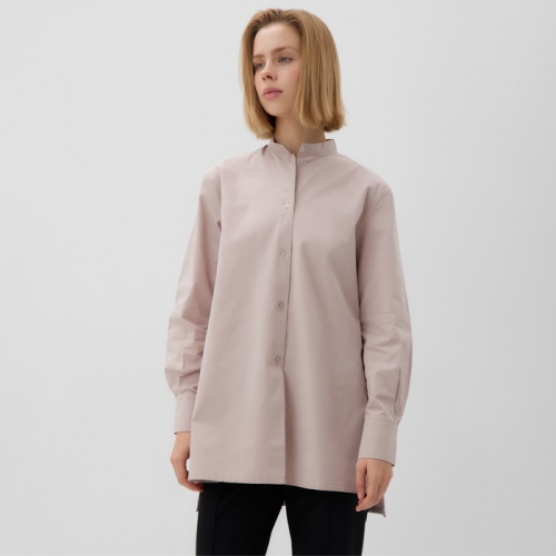 Рубашка женская удлиненная MINAKU: Casual Collection цвет серо-розовый, р-р 48