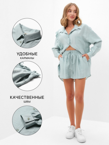 Костюм женский (блузка, шорты) MINAKU: Casual Collection цвет зеленый , р-р 46