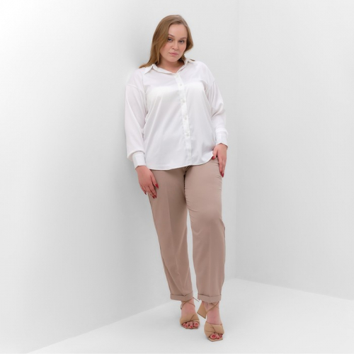 Брюки женские MIST plus-size, размер 56, цвет серо-бежевый