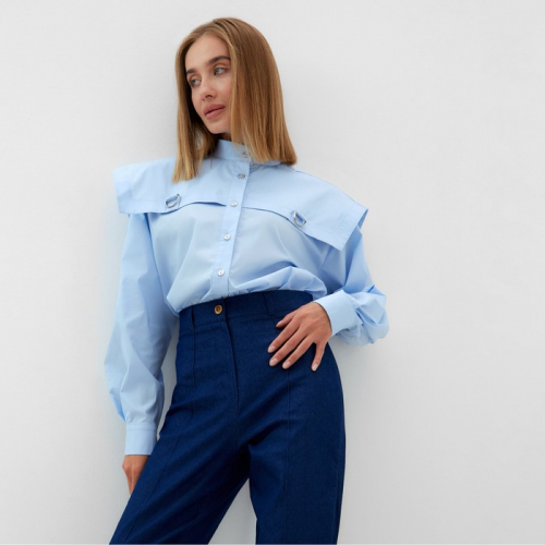 Блузка женская MINAKU: Casual Collection цвет голубой, р-р 50