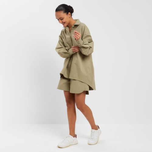 Костюм женский (рубашка, шорты) MINAKU: Oversize цвет зелёный, размер 44