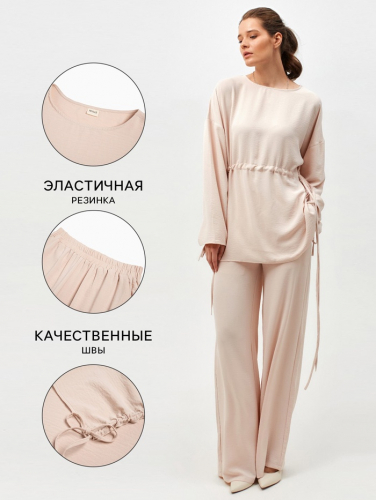 Костюм женский (туника, брюки) MINAKU: Casual Collection цвет бежевый, размер 44
