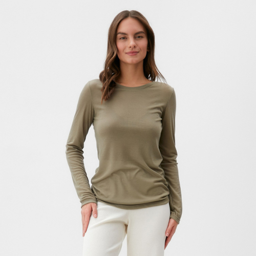 Лонгслив женский KAFTAN: Basic line, хаки, размер 50-52