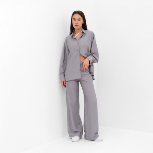 Костюм женский (рубашка и брюки) MIST Summer Time, р.50, серый