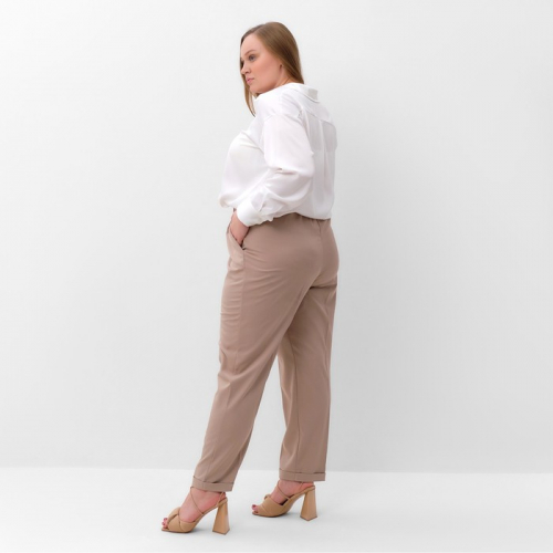 Брюки женские MIST plus-size, размер 56, цвет серо-бежевый