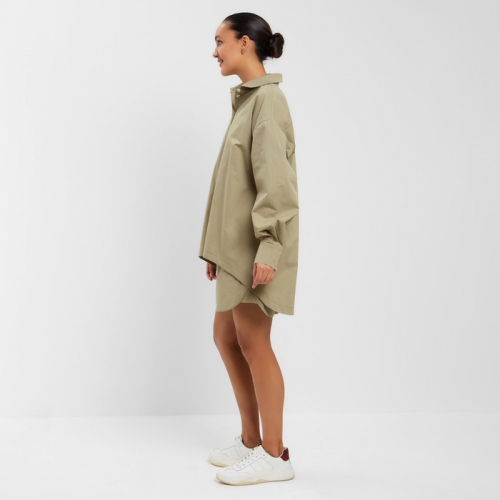 Костюм женский (рубашка, шорты) MINAKU: Oversize цвет зелёный, размер 44