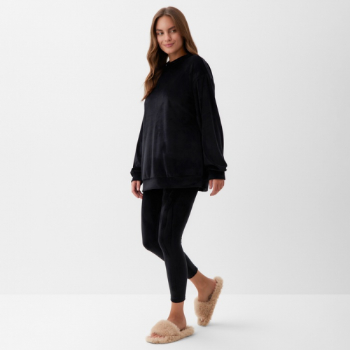 Костюм женский (свитшот и леггинсы) KAFTAN Plushy р. 48-50, черный