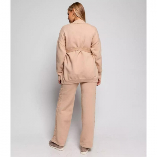 Костюм женский (кардиган/брюки), цвет бежевый, размер 42-46 (ONE SIZE)
