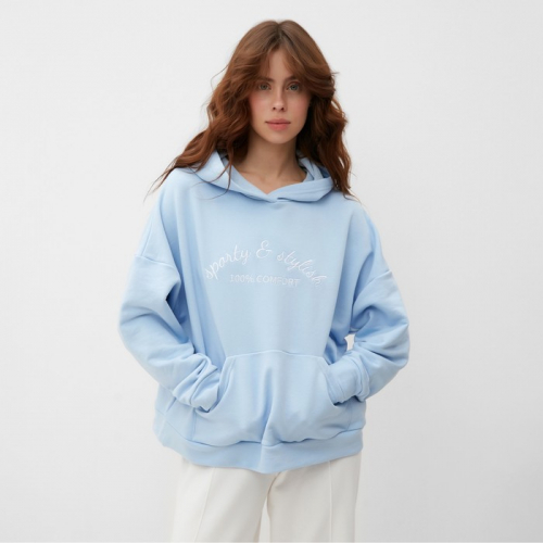 Худи женское MINAKU: SPORTY & STYLISH цвет голубой, размер 46-48