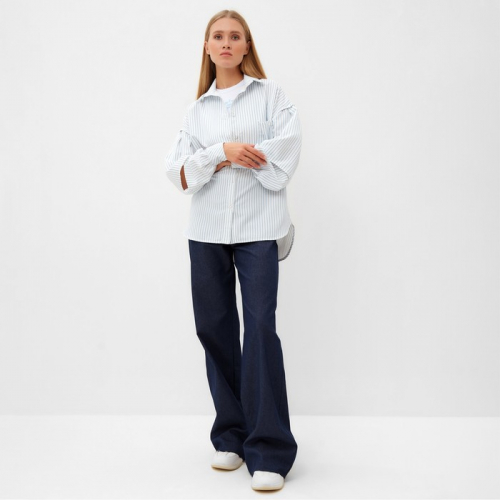 Блузка женская в полоску MINAKU: Casual collection цвет белый, р-р 54