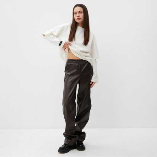 Брюки женские кожаные MIST Basе, р. 50, коричневый