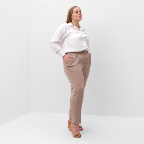 Брюки женские MIST plus-size, размер 56, цвет серо-бежевый