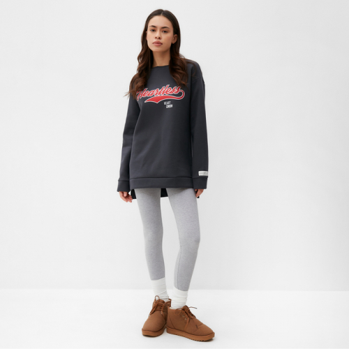 Свитшот удлиненный женский с начёсом MIST Cozy style, графит, размер 50
