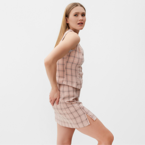 Жилет женский MINAKU: Casual Collection цвет клетка розовый, р-р 48