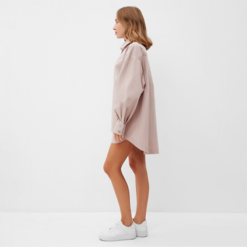 Комплект женский (рубашка, шорты) MINAKU: Oversize цвет серо-розовый, р-р 46