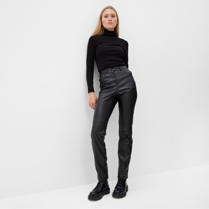 Брюки женские (экокожа) MINAKU: Eco leather цвет черный, размер 50