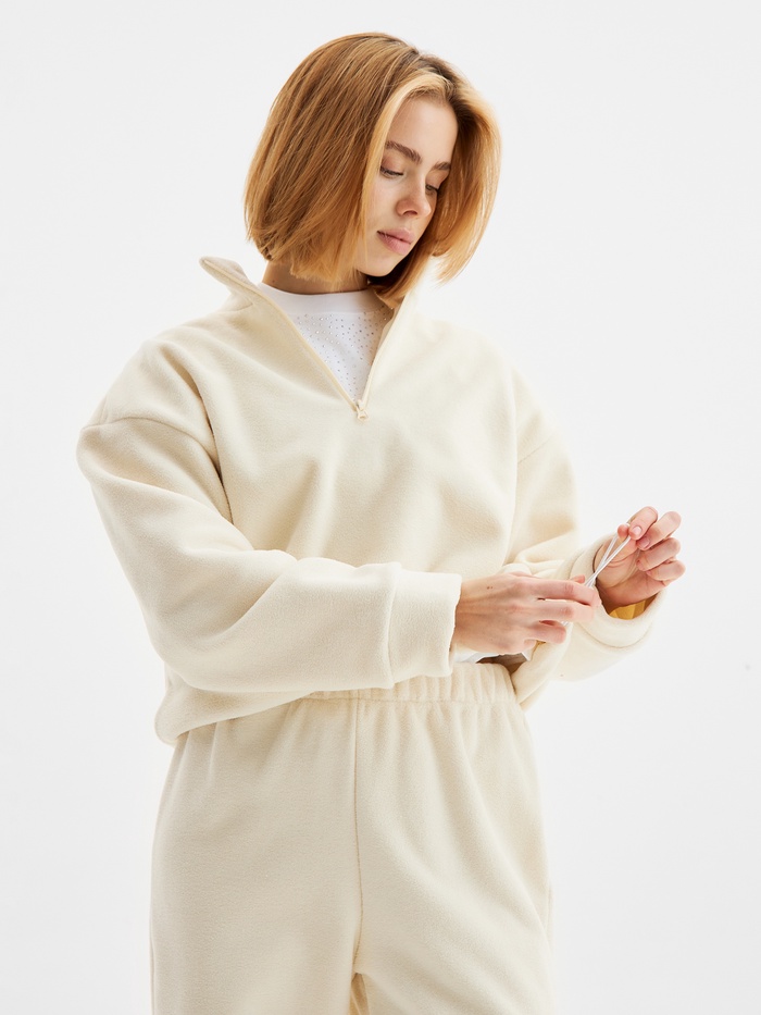 Костюм женский (анорак и брюки) MINAKU: Fleece Soft, цвет бежевый, р-р 44