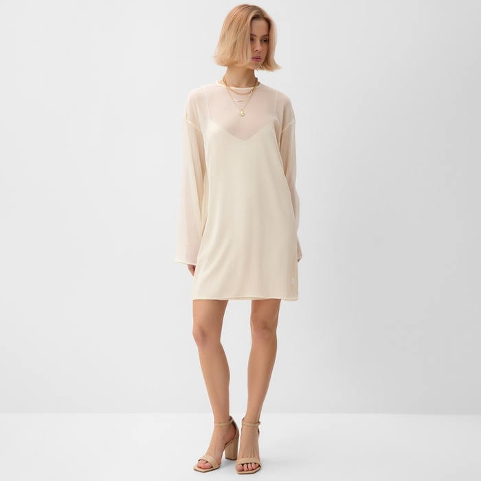 Платье женское с подкладом MINAKU: Casual Collection, белое, размер 42
